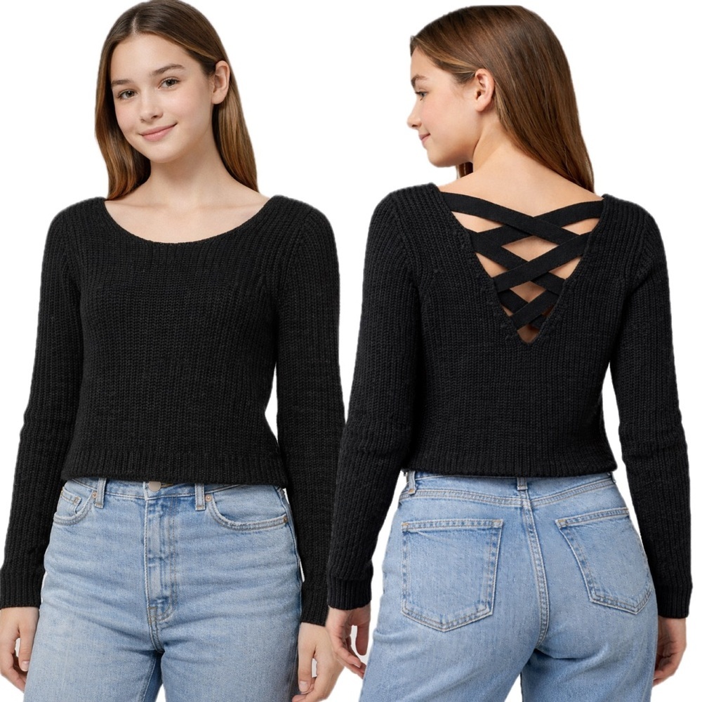 Melrose and Market Cross Back Sweater Black Size M